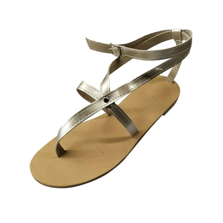 

Cglfd Women S Casual Vacation Flat Beach Flip Flops Cross Roman Buckle Sandals