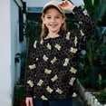 thumbnail image 3 of COEQINE Fashion Girls Quarter Zip Sweatshirt with Collar, Long Sleeve Loose Fit Pullover, Printed Polyester Tops, Machine Washable for 13-14 Year Olds, Bee Honeycomb Black, 3 of 7
