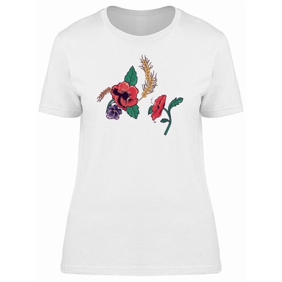 Cool Red Grunge Exotic Hibiscus Tee Women's -Image by Shutterstock