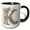 Black/White, variant on 3drose, Fancy Floral Flourish Monogram Initial K, 11oz Two-tone Black Mug