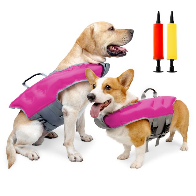 EastVita Pet High Buoyancy Life Jacket Oxford Cloth Adjustable Safety Vest With Pump For Small Medium Large Dogs
