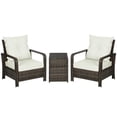 thumbnail image 1 of Outsunny 3-Piece Rattan Patio Bistro Set with Storage Coffee Table, Beige Wicker Outdoor Conversation Set for Garden, Porch, Balcony, 28.7"W Chairs, 1 of 7