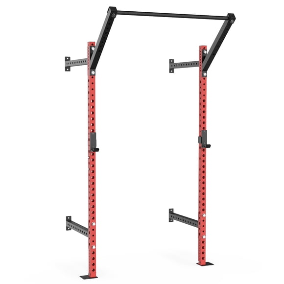 Synergee 2200 Series Wall Mounted 89" by 24” Tall Squat Rack with J-Cups & Adjustable Pull Up Bar. Exercise Stand with 750lb Capacity. Power Cage.