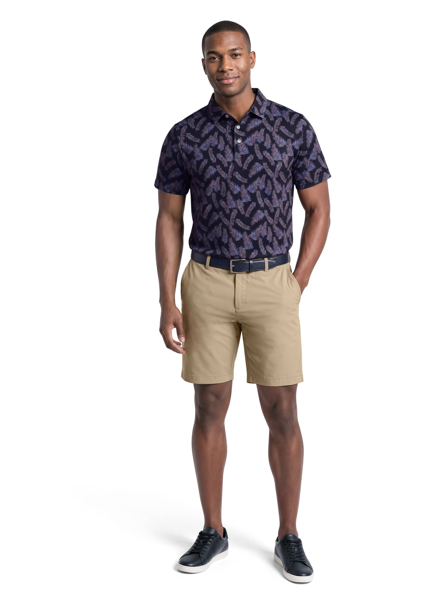 Ben Hogan Performance Men's & Big Men's Fall Leaf Print Short Sleeve Polo Shirt, Sizes S-4XLT
