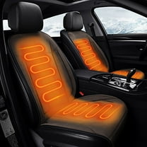 12V/24V Heated Seat Cushion for Car & Truck - 3 Heat Settings Universal PU Leather Heating Pad with Adjustable 104°F-131°F (Black)
