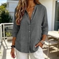 thumbnail image 6 of Duoif Women's V Neck Button 3/4 Sleeve Linen Blouse Loose Fit Solid Color Summer Top 2026, Dark Gray, XXL, 6 of 7