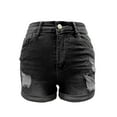 thumbnail image 5 of Jean Shorts Womens, Audhol Women's Ripped Pocket Jeans with Rolled Edge Casual Shorts Shorts for Women Trendy Black S, 5 of 6
