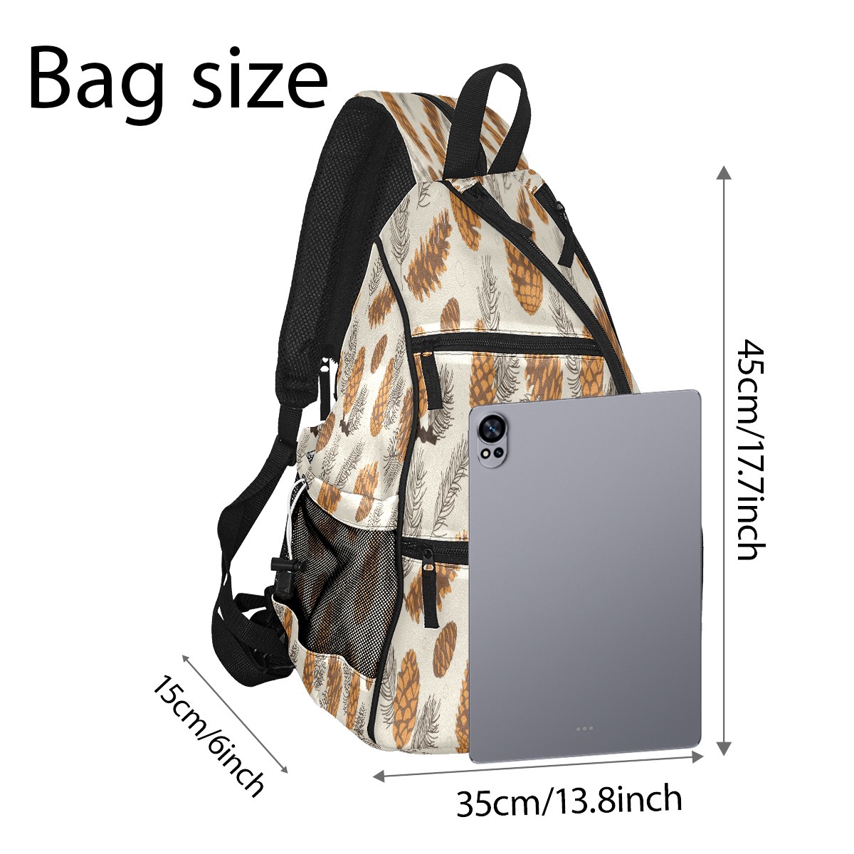 Pickleball Bags for Men Women Pickleball Backpack with Large Capacity Lightweight Adjustable Pickleball Sling Bag Hold Paddles, Balls, Accessories Pine Cones