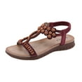 thumbnail image 2 of Sandalias de verano para mujer, sandalias planas sin cordones, zapatos romanos de cristal, sandalias informales con punta abierta Wmkox8yii nm7743, 2 of 3