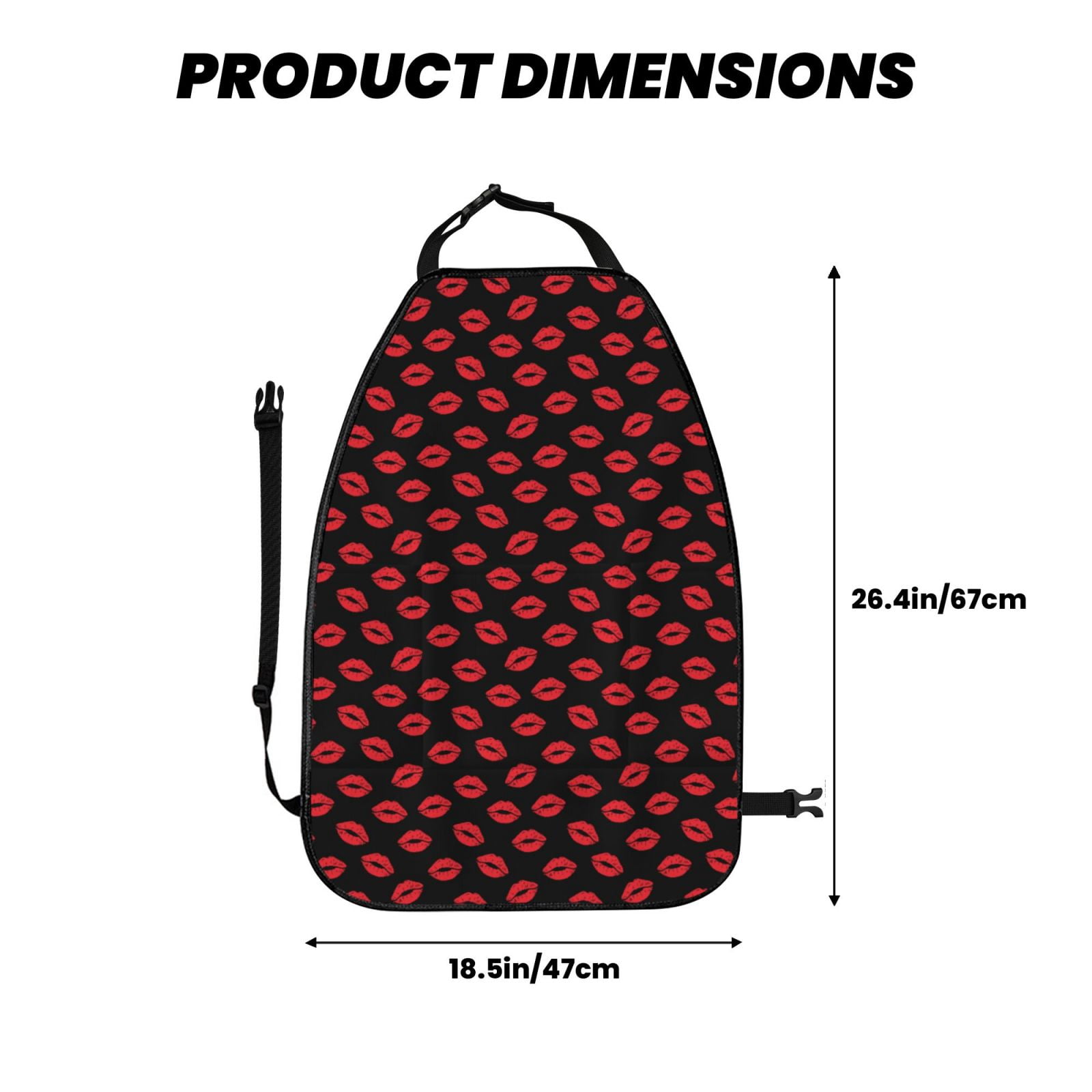 Kdxio Sexy Red Lips Kiss Print 2 Pack Car Kick Mat Seat Cover Back Protector Mat with Pockets for Organizer Backseat Protector and Storage Anti Kick Pad for Vehicles