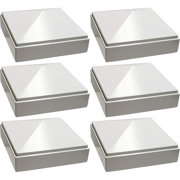 3" x 3" Aluminium Pyramid Post Cap for Metal Posts - Pressure Fit - White (6 Pack)
