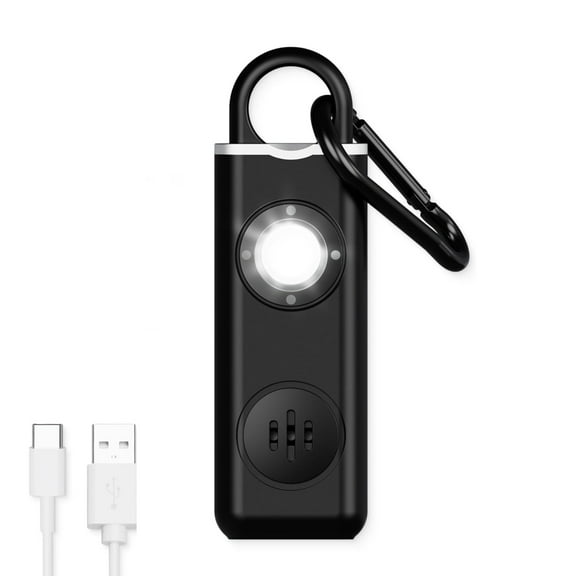 YOSUOPOC Personal Safety Alarm for Women & Men， 130dB Loud Rechargeable Panic Siren with LED Light， USB-C Charging Keychain Self Defense Alarm (Black)