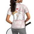 thumbnail image 2 of COEQINE Women Short Sleeve Golf Shirts Soft 1/4 Zip Quick Dry Fit Golf Tops Dog Paw Print and Heart Pink Pattern Lightweight Moisture Wicking Polo Shirts for Valentine's Day, XS, 2 of 7