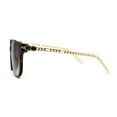 thumbnail image 4 of Womens Inset Horn Rimed Chain Arm Chic Rectangular Sunglasses Tortoise Brown, 4 of 4