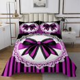 thumbnail image 1 of Erosebridal Purple Bow Tie Coverlet Set King, Abstract Geomrtry Bedding Set, Princess Style Decor, 1 of 5