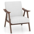 thumbnail image 1 of Gymax Modern Accent Chair Leathaire Leisure Armchair w/ Rubber Wood Frame & Felt Pads Beige, 1 of 9