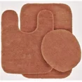 thumbnail image 1 of Home Bathroom Décor 3 piece Set Bath Mat #6 Gold Color U-Shaped Contour Rug, Mat and Toilet Lid Cover With Rubber Backing, 1 of 3