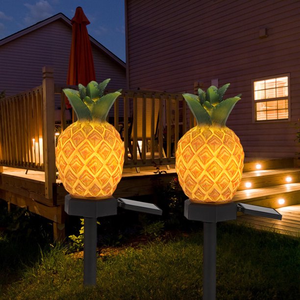 Lámpara Solar De Paisaje Con Forma De Piña, Luz LED Solar Para Jardín, Decoración Del Hogar, Con Panel Solar De Silicio No Cristalino Y Interruptor