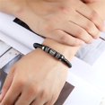 thumbnail image 5 of pulsera En Cuir Noir Et Perles En Acier Inoxydable, 5 of 5