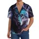 thumbnail image 1 of Fotbe Purple Sky Wolf Camisa Estampada de Manga Corta para Hombre, Casual de Verano, Estilo Playero, Sin Arrugas-X-Large, 1 of 5