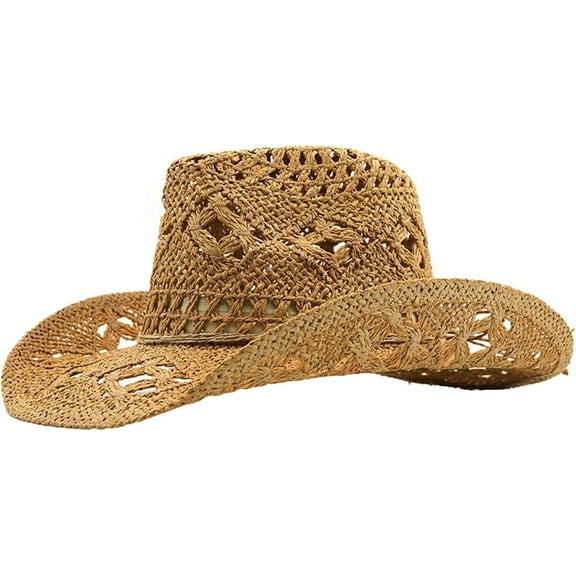 Cowgirl Hat,Straw Cowgirl Hat,Cowgirl Straw Hats for Women,for Beach, Travel and Outdoor,Designed to Fit 22.83 Inch Head