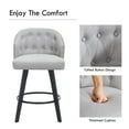thumbnail image 4 of Swivel Bar Stools Set of 2, Linen 24”H Upholstered Counter Height Bar Stool with Back, Mid Century Modern Bar Chair with Solid Wood Legs for Kitchen Island, Home Bar, Grey, 4 of 9