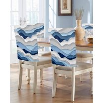nqOlkjepod Blue White Ombre Chair Covers Set of 6, Decorative Chair Back Cover, Modern Geometric Moire Abstract Art Dining Room Chair Slipcovers Removable Chair Protectors Covers for Party Banquet
