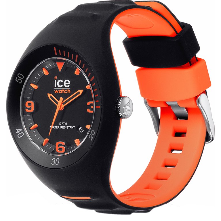 Ice Watches Pierre Leclercq Collection Black Orange Stainless Steel Case with Black and Orange Silicone Strap Black Dial with Date Window Men s