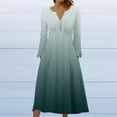 thumbnail image 2 of BangWanChi Long Dresses for Women Women'S Casual Dresses Casual Dresses for Women Women's Button Casual Christmas Print Pleated Long Sleeved Round Neck Knee Length Dress, 2 of 4