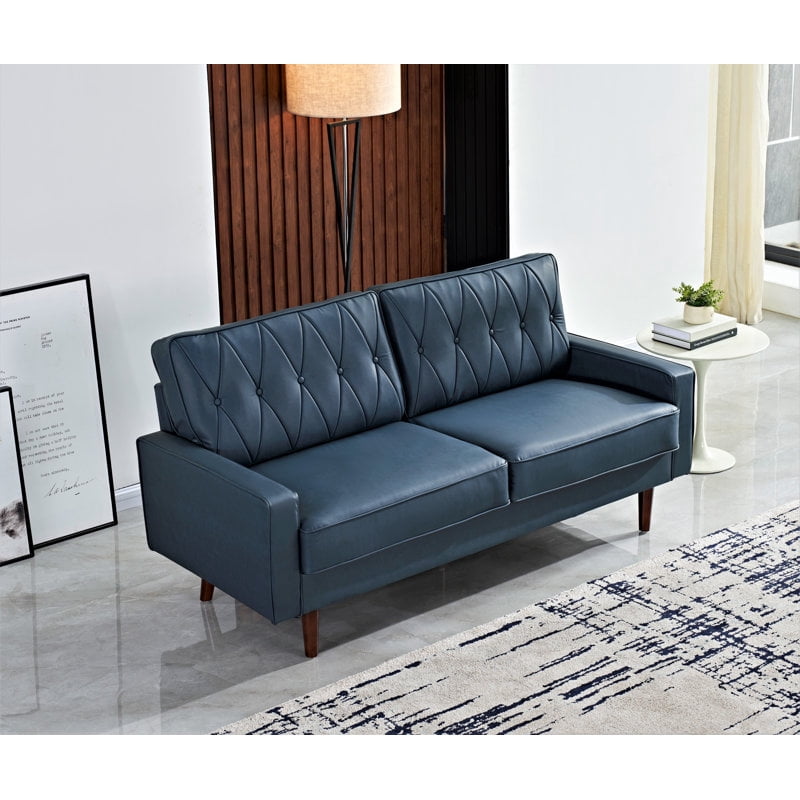 US Pride Modern Style Faux Leather Loveseat with Elegant Round Tapered Legs