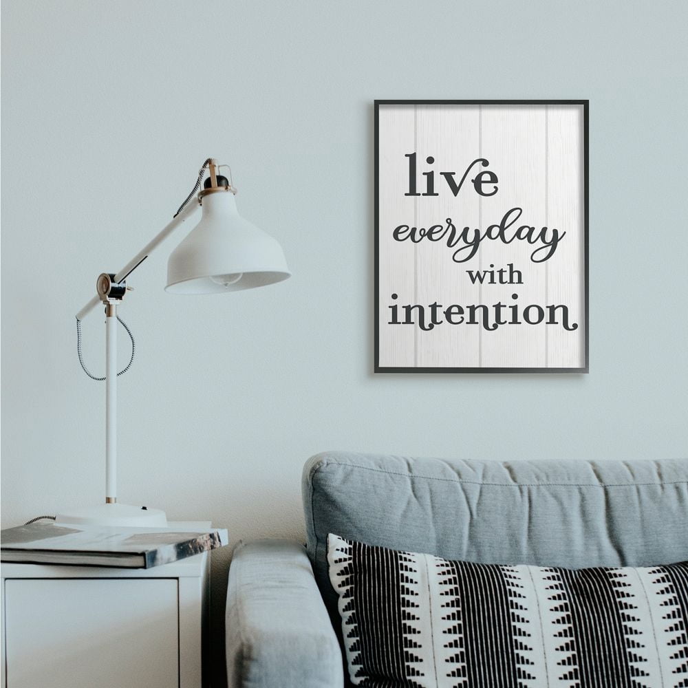 Stupell Industries Live Everyday with Intention Quote Rustic Charm Designed by Daphne Polselli
