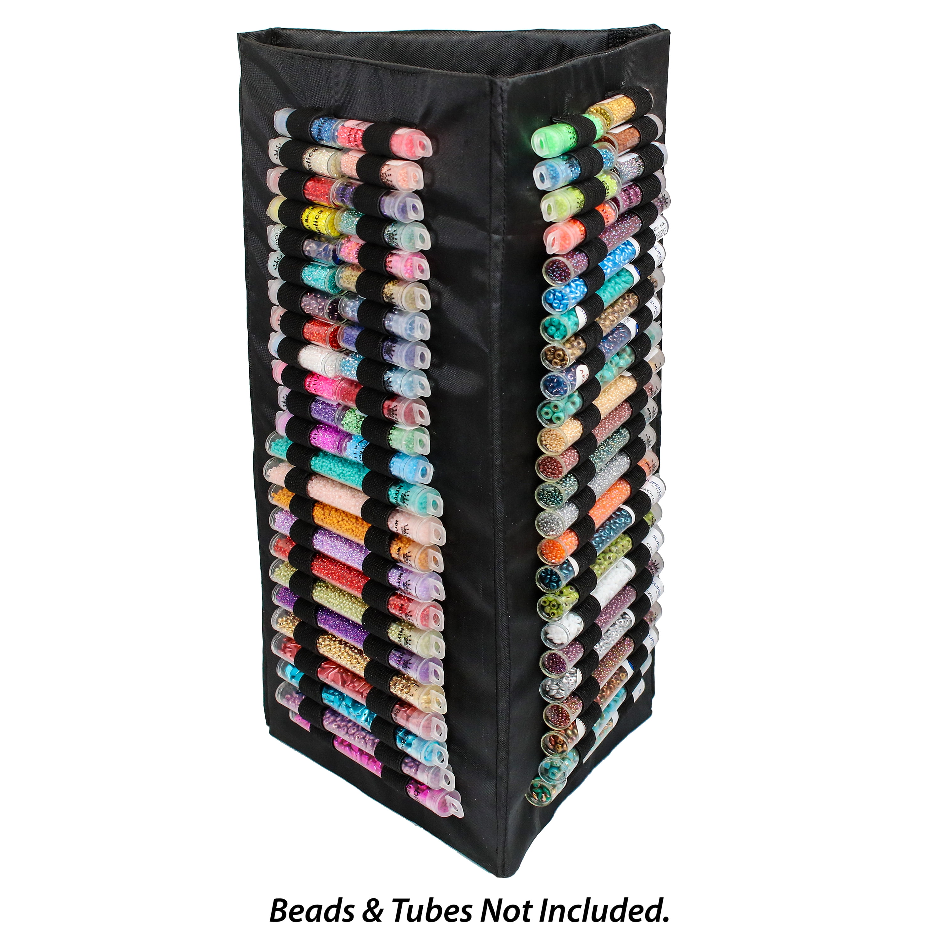 The Beadsmith Bead Tube Tower - Storage Unit for Large & Small Bead Tubes, 8 x 16 Inches, Folds Easily for Storage, Portable, Includes Clear Zippered Pouch w/ Handle