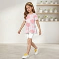thumbnail image 4 of IYYVV 2-Piece Girls' Outfit Breathable Ruffle Top and Biker Short Summer Printed Matching Set Loose Lightweight Lounge Sets Light pink 140, 4 of 7