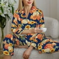 thumbnail image 6 of Honeii fall Pumpkin Daisy Print Women's Pajama Sets Long Sleeve Button Down Sleepwear Nightwear Soft Pjs Lounge Sets 2PCS-Medium, 6 of 7