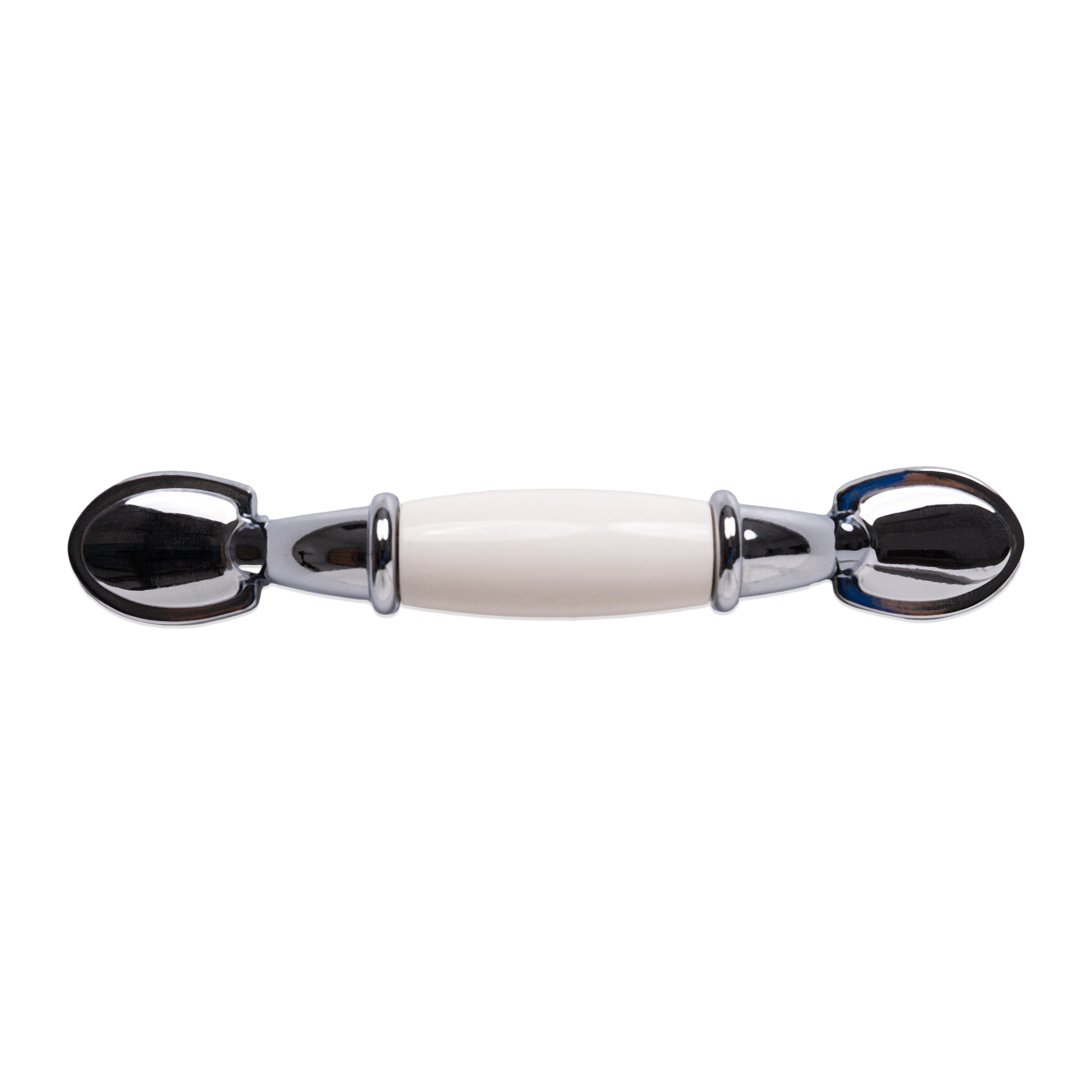 (2 pack) Mainstays 3" (76mm) Center-to-Center Classic Cabinet Pull, Chrome and White, 6 Pack