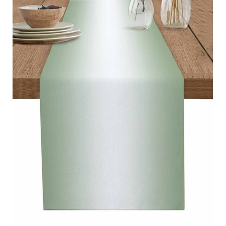 

Sage Green Ombre Table Runner Sage Green White Gradient Modern Tablerunners 14 x 72 Inch Table Decorations Tabletop Scarf for Summer Gathering Holiday Farmhouse Kitchen Dining Decor