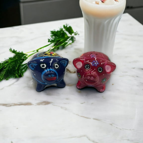 Set of 2 Colorful Mexican Talavera Salt and Pepper Shakers | Hand-Painted Talavera