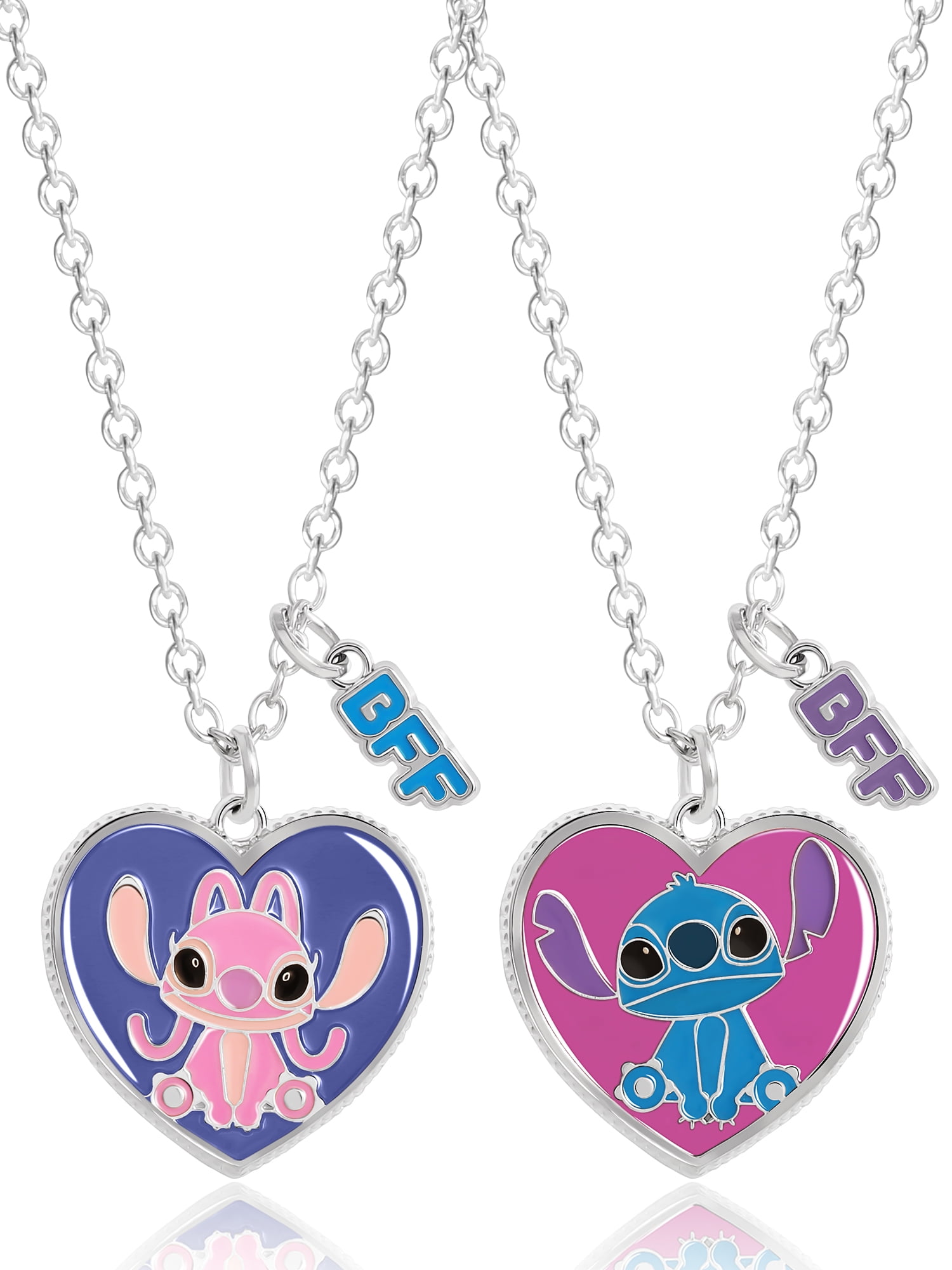 Disney- Girl's/Tween Stitch & Angel Girls BFF Necklace Set