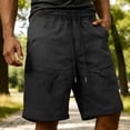 thumbnail image 2 of TEAJOPSUU Men's Cargo Shorts Drawstring Waist Cargo Shorts with Multi-Pocket Design Quick Dry and Sweat-Wicking Features Black, 2 of 8