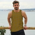 thumbnail image 6 of Balery Retro Yellow and Black Houndstooth Pattern Men's Workout Tank Top Gym Muscle Tee Fitness Bodybuilding Sleeveless T Shirt Quick Dry Fit Muscle Tank Top Slim-Fit Tank-Large, 6 of 7