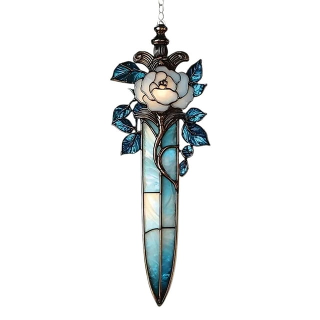 SIfdSeng My Items White Rose Acrylic Stained Acrylic Window Hanging