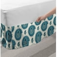 thumbnail image 2 of Oriental Bed Skirt, Floral Theme Hand Drawn Lilies in Bluish Paisley Pattern on Plain Background, Elastic Bedskirt Dust Ruffle Wrap Around for Bedding Decor, 4 Sizes, Dark Teal Ivory, by Ambesonne, 2 of 2