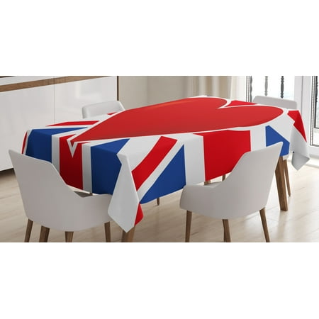 Union Jack Tablecloth British Flag With A Red Heart In Center Nationality Pride Concept Rectangular Table Cover For Dining Room Kitchen 52 X 70 Union Jack Tablecloth British Flag With A Red Heart In Center Nationality Pride Concept Rectangular Table Cover For Dining Room Kitchen 52 X 70