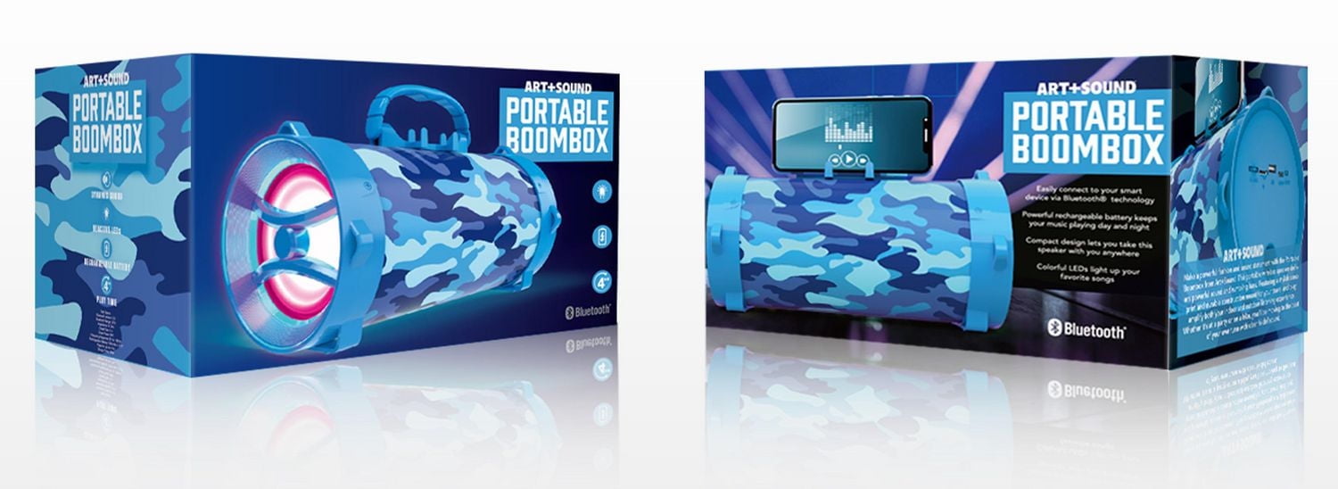 Art + Sound Portable Boombox, Blue Camo