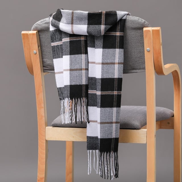 Bufanda de celosía con borlas para hombre y mujer, chal clásico cálido de Cachemira, hijab largo para otoño e invierno, 180x35cm Fivean unisex
