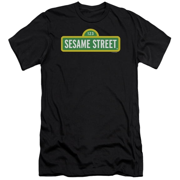 Sesame Street Logo Premium Canvas Adult Slim Fit 30/1 T-Shirt Black
