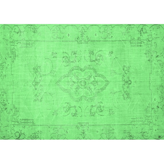 Ahgly Company Indoor Rectangle Persian Emerald Green Traditional Area Rugs, 7' x 9'