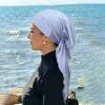 thumbnail image 2 of Lumtrix Pre-Tied Headwrap for Women Slip On Turban Cancer Head Scarf Sleep Hair Cover Bandana Cap Light Blue One Size, 2 of 4
