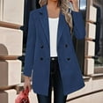 thumbnail image 4 of EOYWHK Long Jackets for Women Wool Blend Pea Coats Single Breasted Notched Parkas Lapel Trench Coats Thick Warm Winter Outerwear with Pockets, 4 of 9
