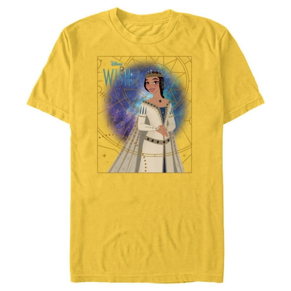 Disney Wish Queen Amaya of Rosas Storybook Art - Short Sleeve Blended T-Shirt for Adults - Customized-Yellow